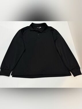 Men's Black Long-Sleeve Polo Shirt - Classic Performance